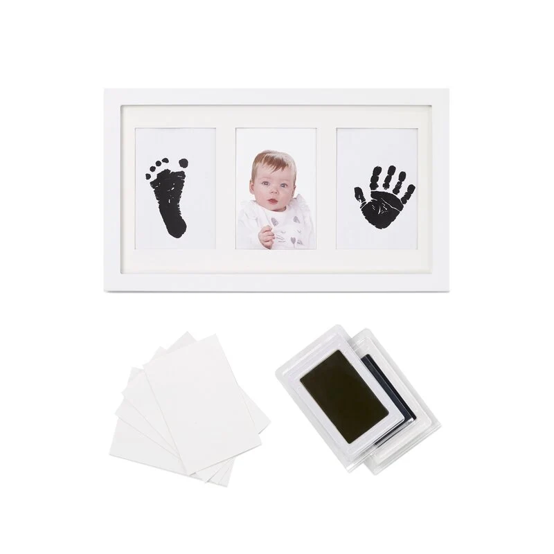 Kit rama foto tripla, Jane, Cu cerneala pentru manuta si piciorus, Non-toxic, White