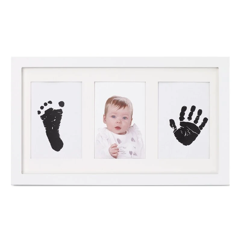 Kit rama foto tripla, Jane, Cu cerneala pentru manuta si piciorus, Non-toxic, White