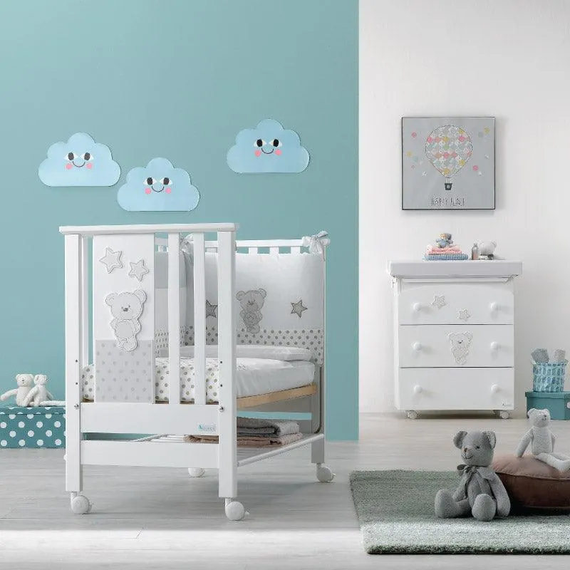 Patut co-sleeping Lemn 3in1 Contact Art Salteluta Inclusa & Suport Antireflux Alb