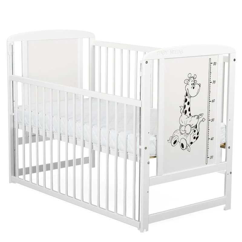 Patut din lemn bebe, 120x60 cm, Cu laterala culisanta, Din lemn de pin si mdf, Stabil si rezistent, Inaltime saltea reglab...