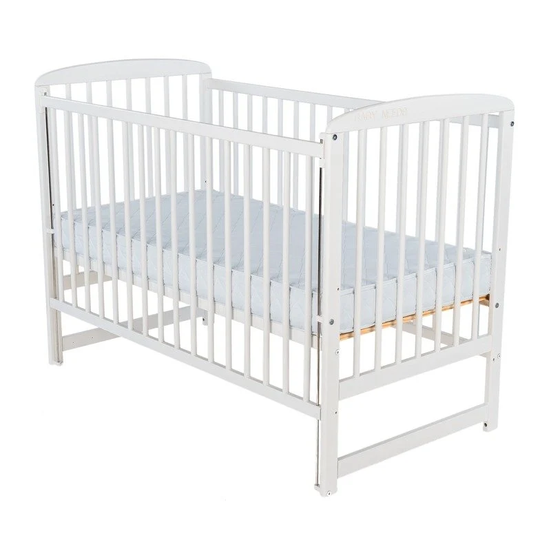 Patut din lemn bebe, 120x60 cm, Cu laterala culisanta, Din lemn de pin, Stabil si rezistent, Inaltime saltea reglabila pe...