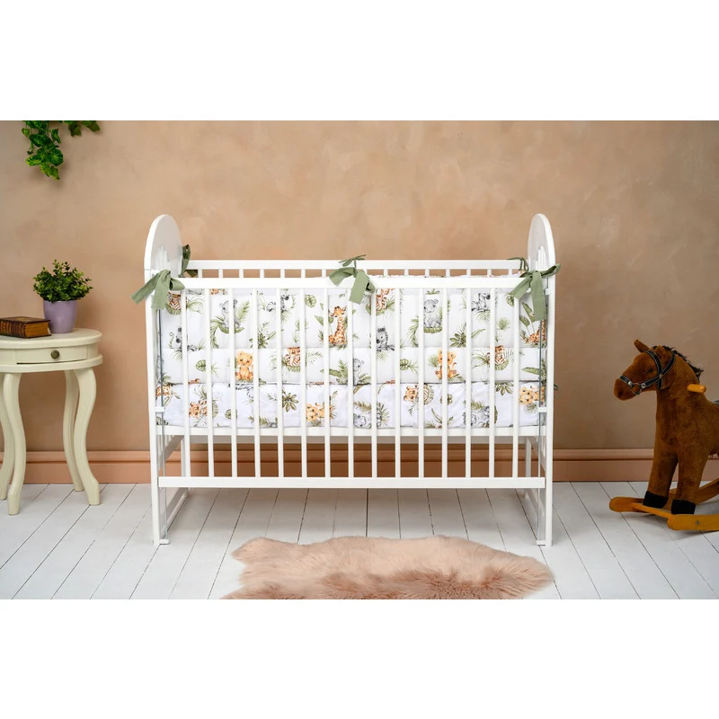 Patut din lemn bebe, 120x60 cm, Cu laterala culisanta, Din lemn de pin, Stabil si rezistent, Inaltime saltea reglabila pe...