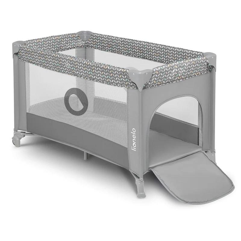 Patut pliant, Lionelo, Stefi, Cu un nivel, Cu intrare laterala cu fermoar, 2 roti, 120x60 cm, Conform cu standardul europe...