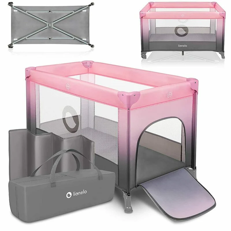 Patut pliant, Lionelo, Stefi, Cu un nivel, Cu intrare laterala cu fermoar, 2 roti, 120x60 cm, Conform cu standardul europe...