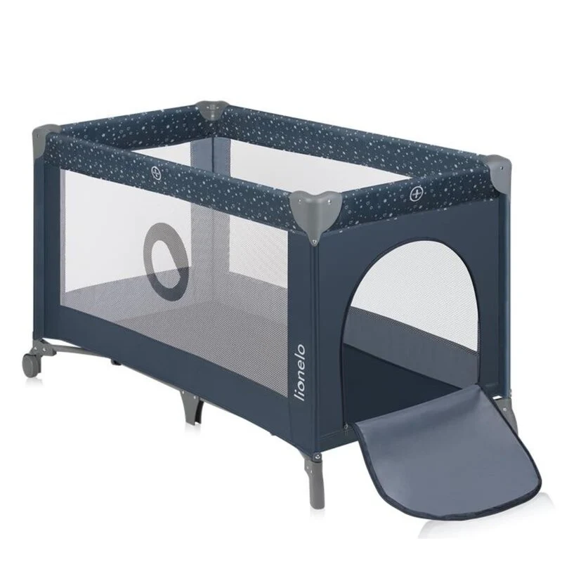 Patut pliant, Lionelo, Stefi, Cu un nivel, Cu intrare laterala cu fermoar, 2 roti, 120x60 cm, Conform cu standardul europe...