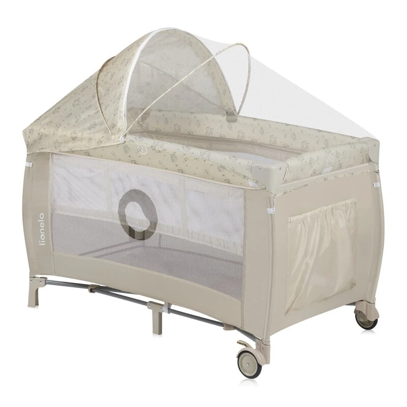 Patut pliant, Lionelo, Sven Plus, 120x60 cm, Cu doua nivele, Cu arcada jucarii, masuta de infasat, vibratii, melodii, conf...
