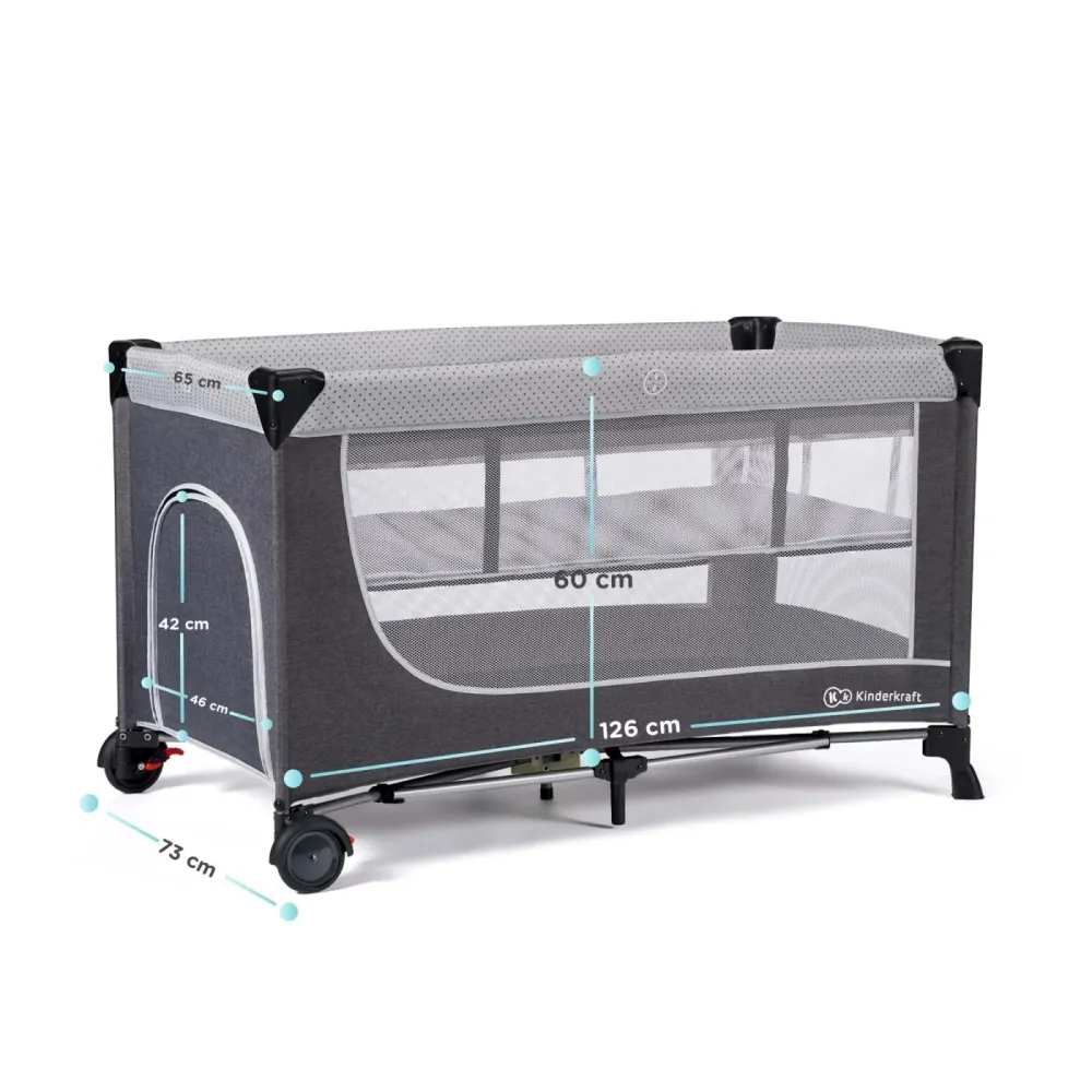 Pătuț de Calatorie Kinderkraft Leody, Grey