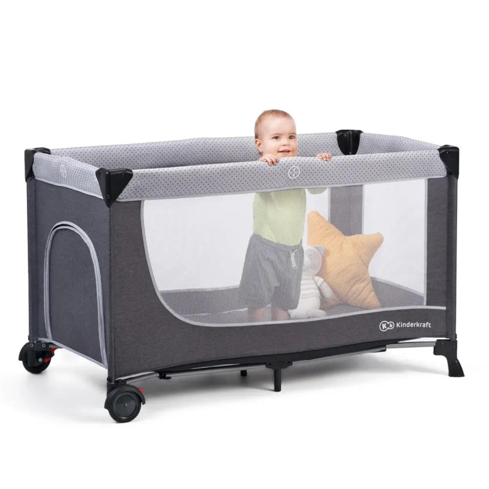Pătuț de Calatorie Kinderkraft Leody, Grey