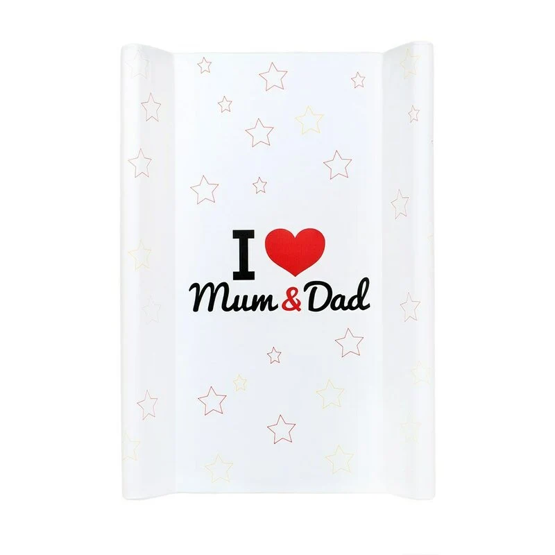 Saltea de infasat, New Baby, I love mum and dad, 50x70, Din material plastic rezistent la apa, Fara substante nocive, 0 lu...