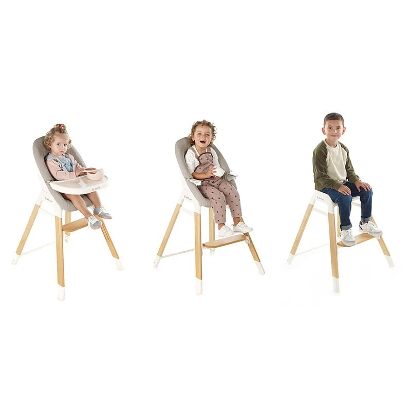 Scaun de masa evolutiv Woody, Jane, De la 6 luni la 8 ani, Din lemn, Husa lavabila, Conform cu EN 14988:2017 + A1:2020 si...
