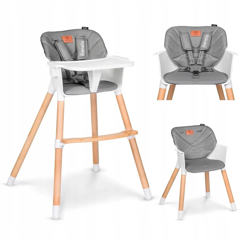 Scaun de masa, Lionelo, Koen, Din fag, 2 1, Transformabil, Sustine 30 kg, 6 luni+, Conform cu standardul european de secur...