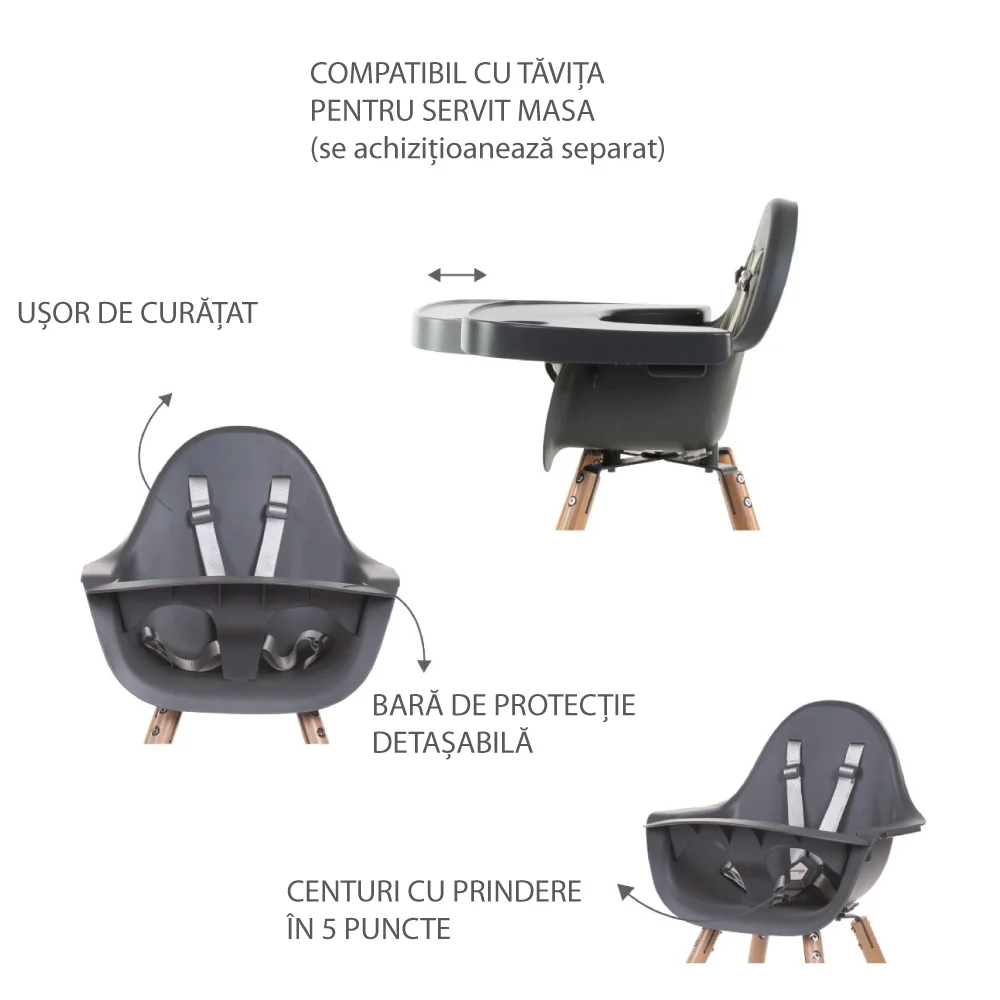 Scaun de masa reglabil inaltime Childhome Evolu 2 Natural Antracit
