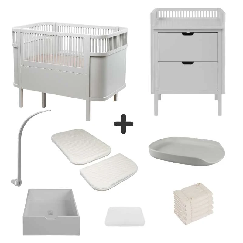 Sebra Patul și Masa de Schimbat cu Accesorii - Gri Stâncă - Pachet Deluxe 1