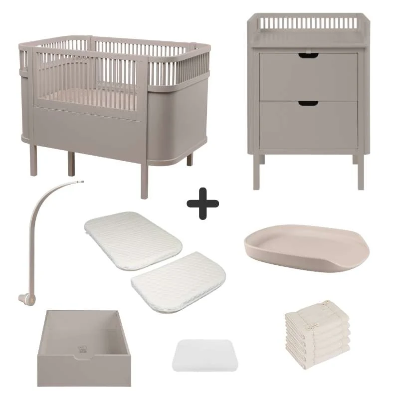 Sebra Patul și Masa de Schimbat cu Accesorii - Jetty Bej - Pachet Deluxe 3