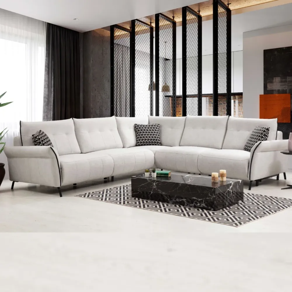Colțar Modern cu Recliner, Mozart S , crem
