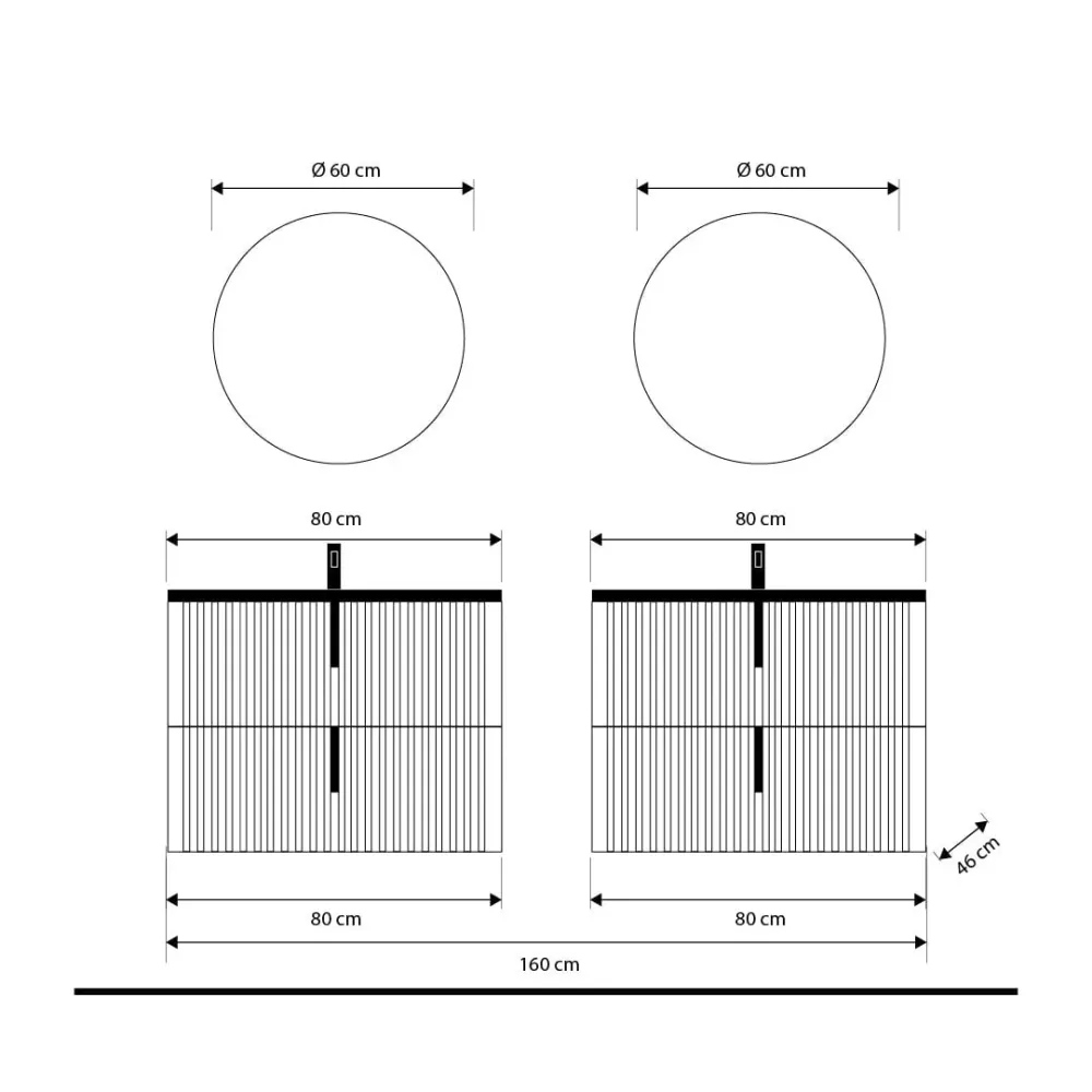 Set mobilier baie dublu suspendat imitatie lemn, lavoar negru incastrat si oglinda, 160 cm, riflaj Cannetatto, SaviniDue Lyra