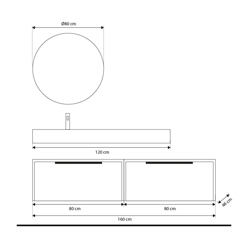 Set mobilier baie suspendat bej cenusiu mat cu lavoar imitație marmură alba și oglindă, 160 cm, SaviniDue Iconica