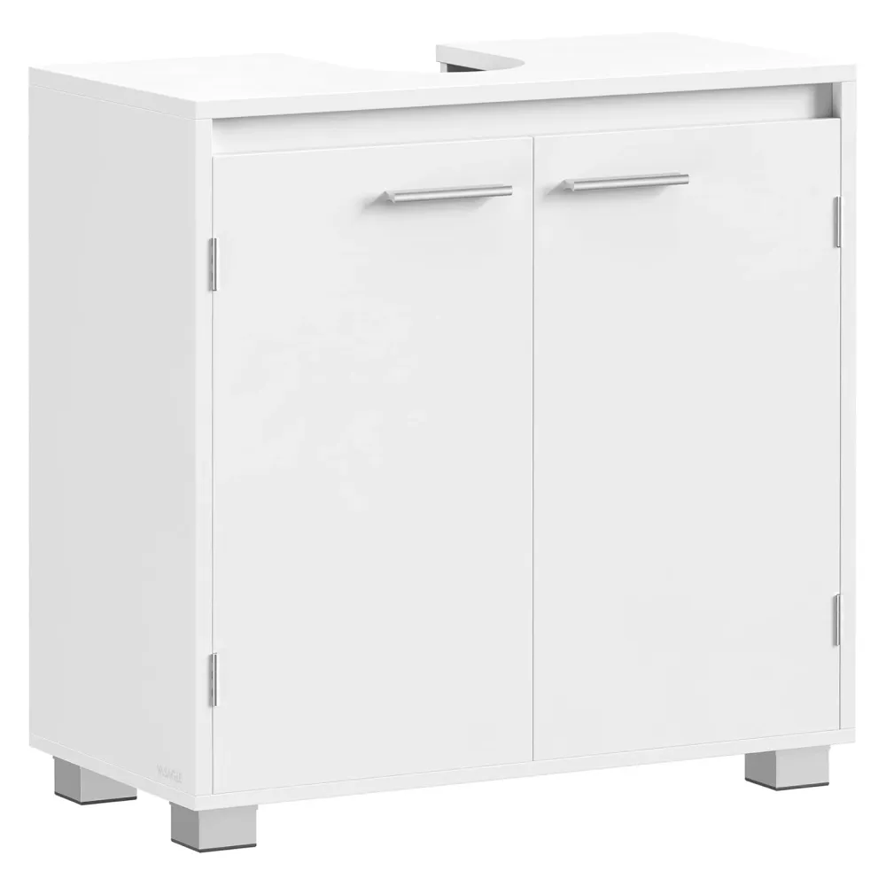 VASAGLE Dulap baie pentru suport lavoar, MDF, 2 compartimente, raft interior reglabil, 30x60x60 cm, alb