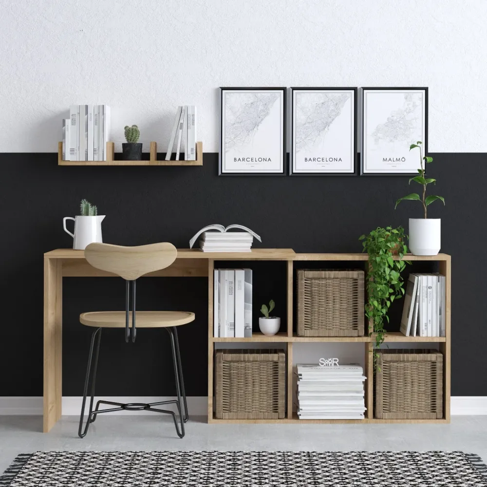 Birou Asi Home Blake, Stejar, 74 x145 x45 cm