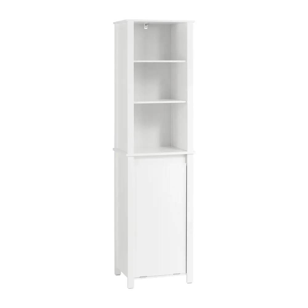 SoBuy BZR102-W Dulap de baie înalt cu coș de rufe – Dulap pentru economisirea spațiului îngust, Dulap cu coloană pentru ba...