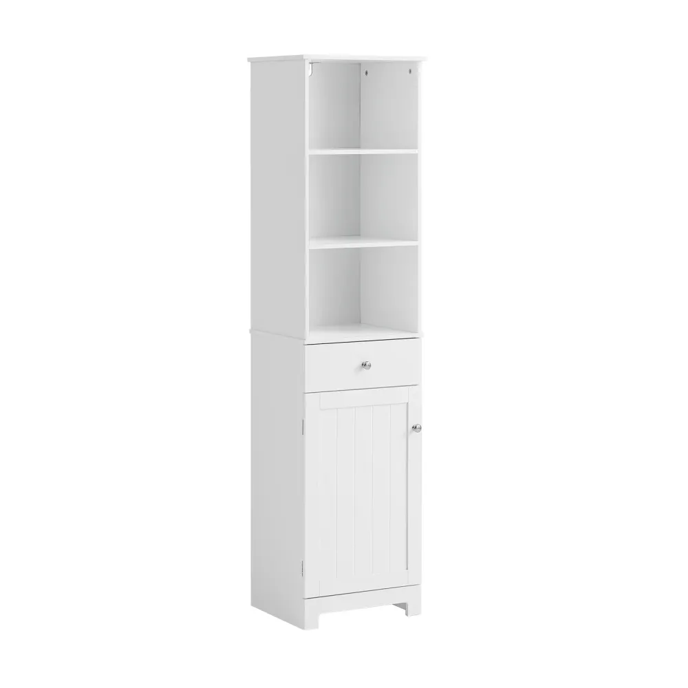 SoBuy BZR17-W Dulap înalt Sapzio coloană de baie salvatoare cu sertar și dulap L40*D35*H161 cm