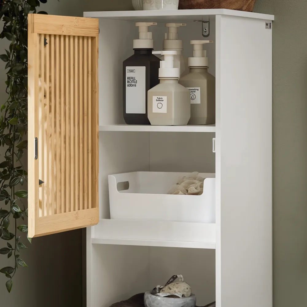 SoBuy Coloana de baie din bambus care economisește spațiu BZR127-W