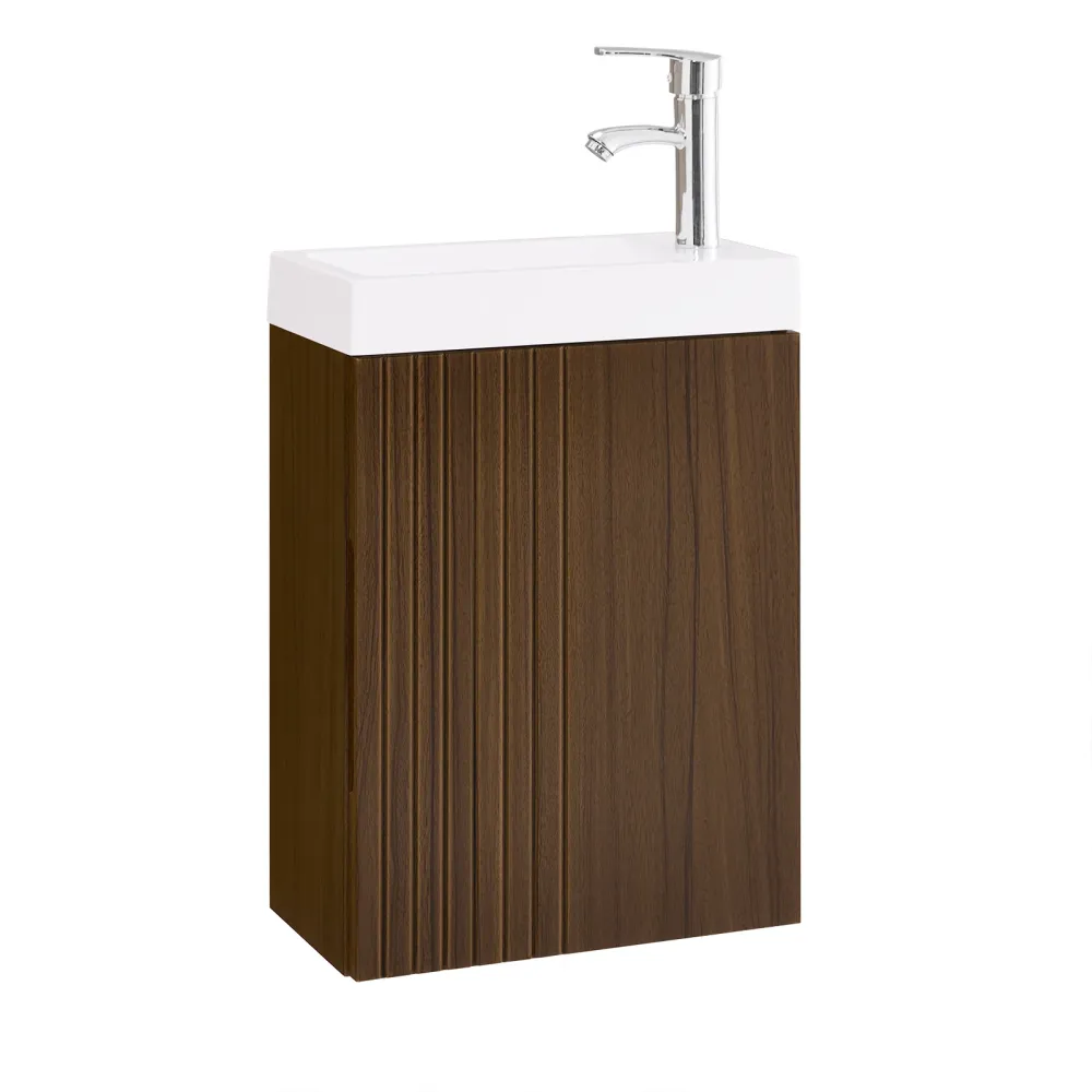 SoBuy Lavabo de baie cu economie de spațiu Unitate de chiuvetă suspendată cu design modern 40x22x56cm BZR196-BR