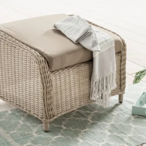Taburet de gradina Otoman din rattan sintetic, 66x54 cm