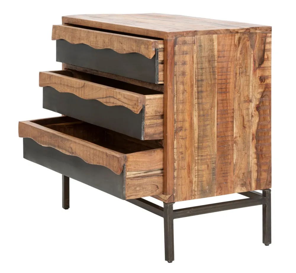 Comoda Mauro Ferretti Yellowstone 88X45X80, Lemn de salcam nilotic, cm, Maro/Negru