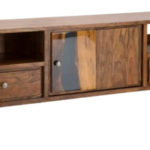Comoda TV Mauro Ferretti Mustang 175X40X60, Lemn de salcam nilotic, cm, Maro/Gri