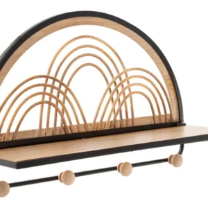 Raft de Perete/Cuier Mauro Ferrettis Helf Oporto Hangers 46X15,5X30 cm, Negru/ Maro