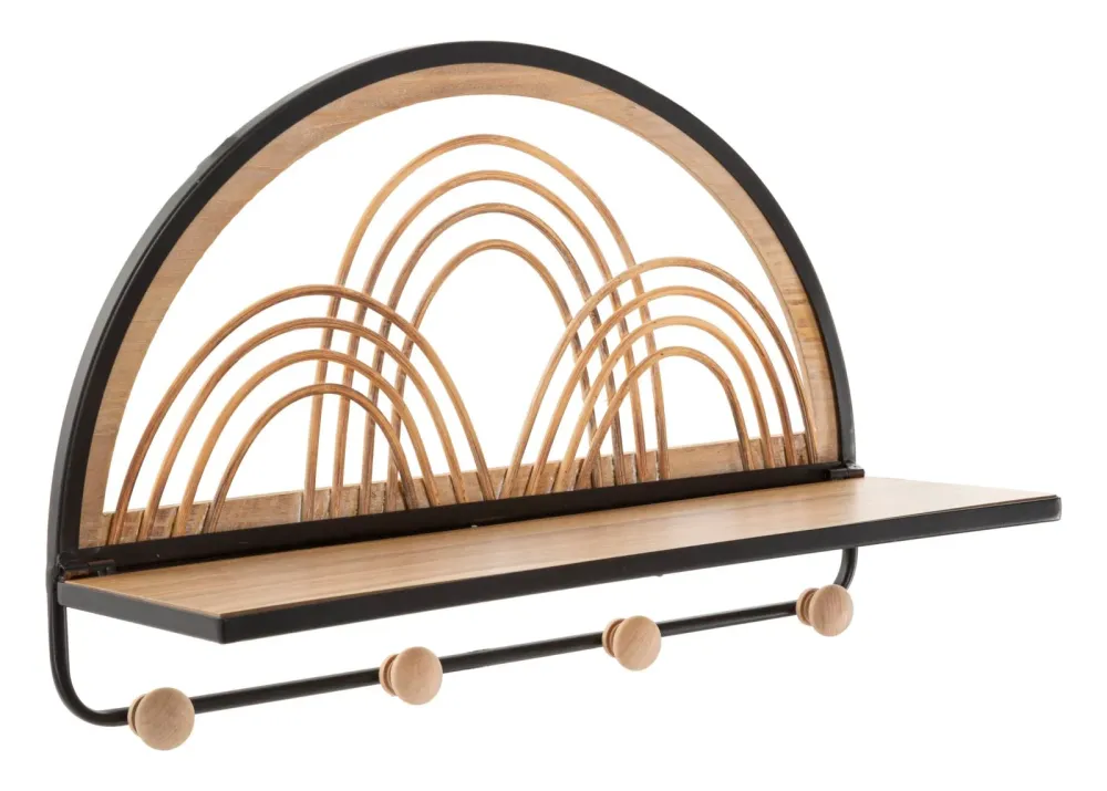 Raft de Perete/Cuier Mauro Ferrettis Helf Oporto Hangers 46X15,5X30 cm, Negru/ Maro