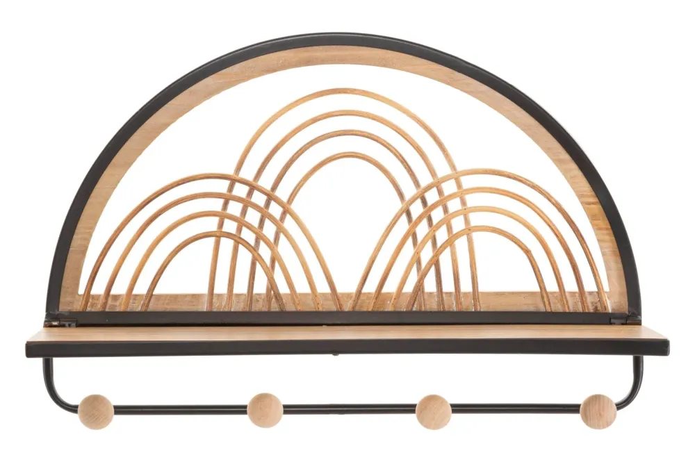 Raft de Perete/Cuier Mauro Ferrettis Helf Oporto Hangers 46X15,5X30 cm, Negru/ Maro