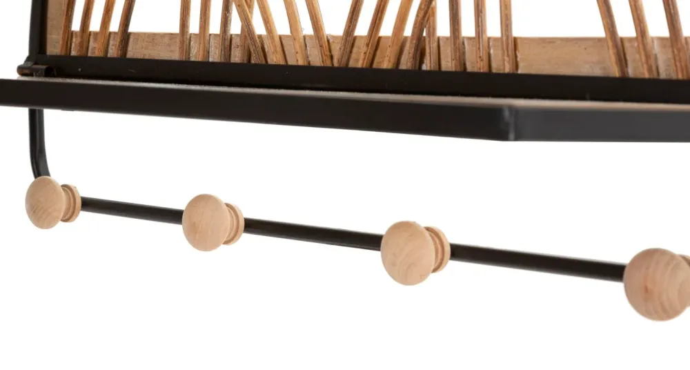 Raft de Perete/Cuier Mauro Ferrettis Helf Oporto Hangers 46X15,5X30 cm, Negru/ Maro