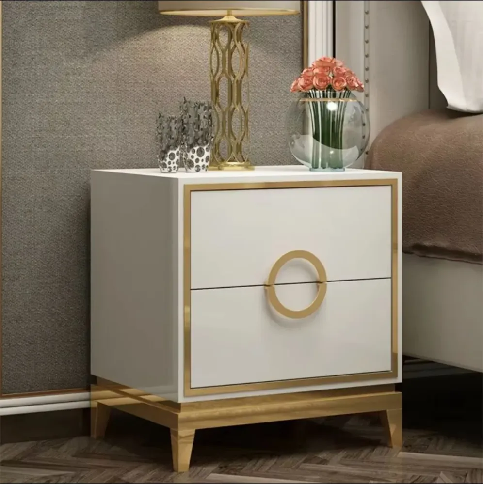 Noptiera cu 2 Sertare Luxury Line Goldilocks Alba