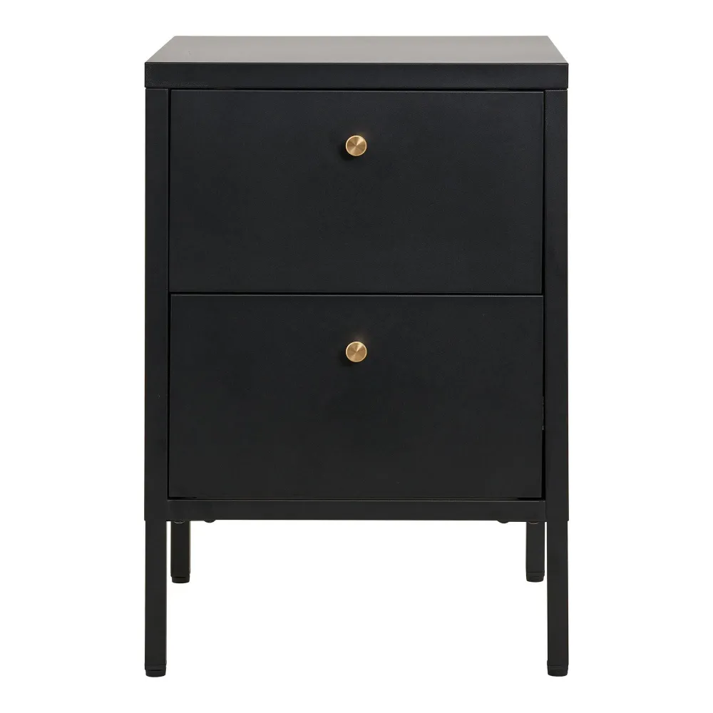 Dalby Noptiera cu 2 sertare, otel, negru 40x40x59,5 cm
