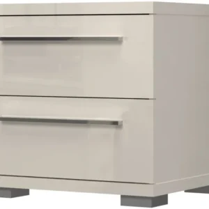 Noptieră Piano bej lucios cu 2 sertare, 45 cm lățime