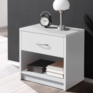 Noptieră Schlafkontor, din PAL alb, lățime 39 cm