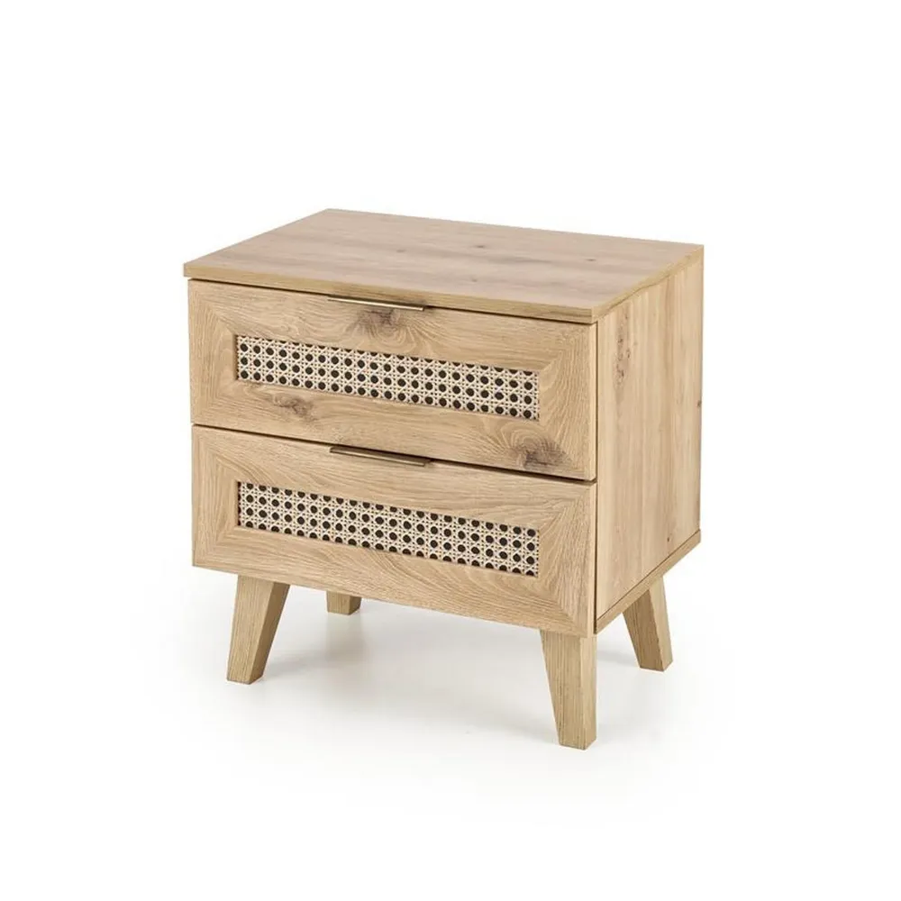 Noptiera Borneo, stejar artizanal, PAL/MDF laminat/polipropilena, 50x34x52 cm