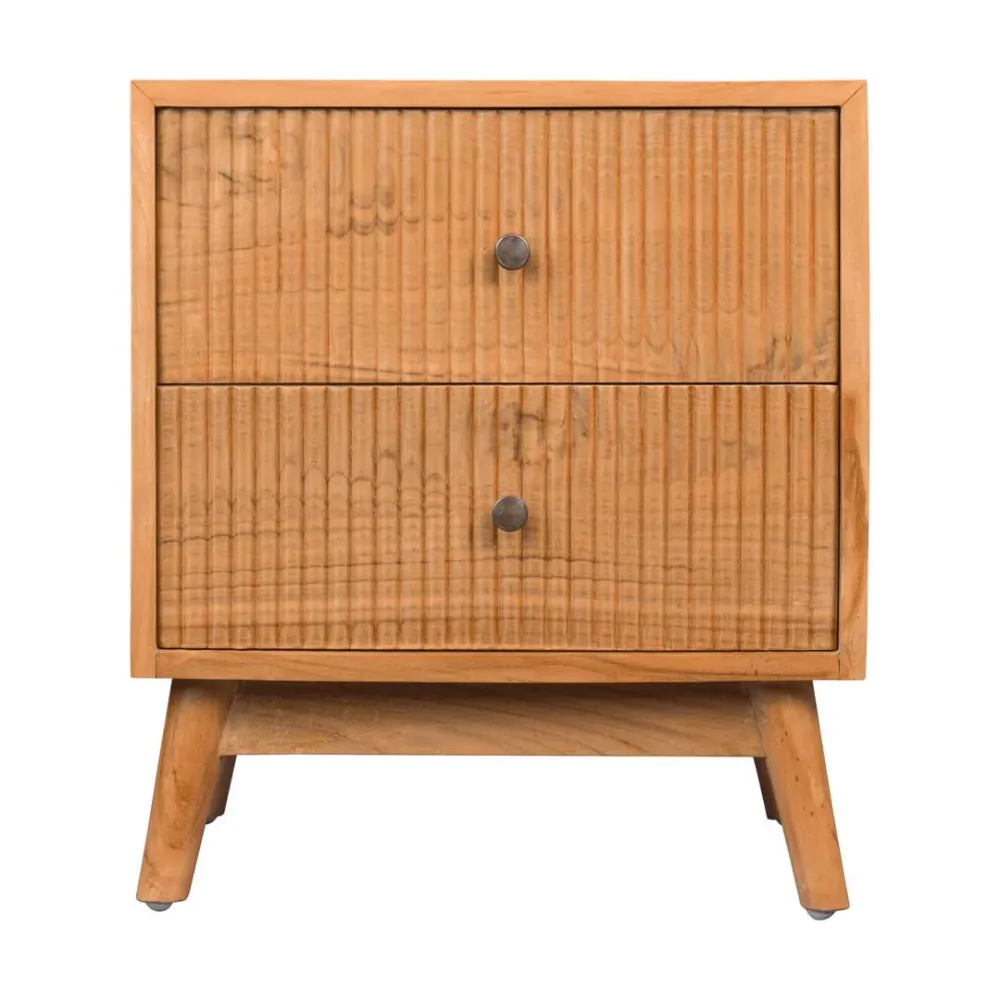 Noptiera maro din lemn de tec 50's Chic