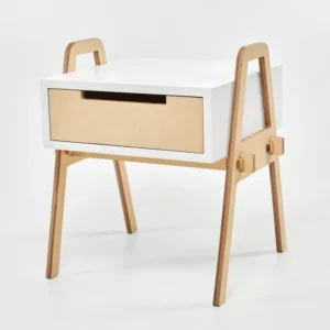 Noptiera MDF alb, Lemn stratificat, White_Box