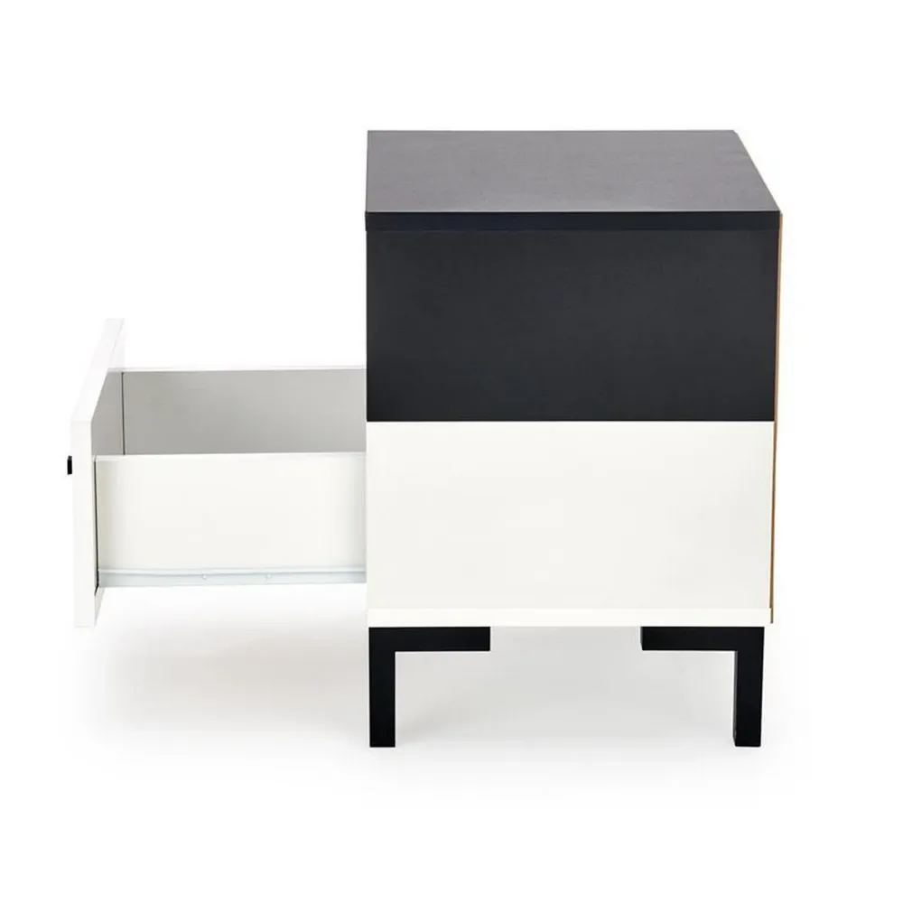 Noptiera SILVIA, alb/negru, PAL, 40x40x52 cm