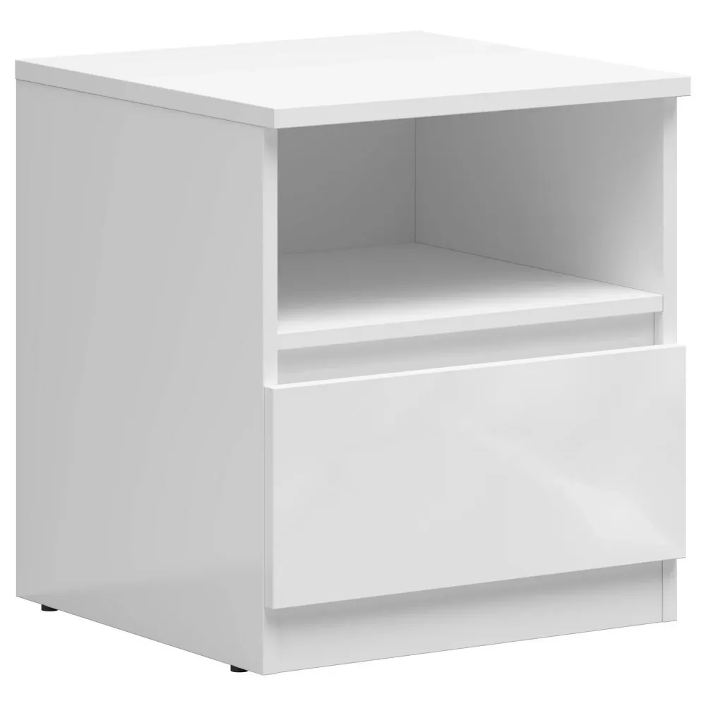 Noptiera TETRIX, alb lucios, PAL laminat, 45x45x51 cm