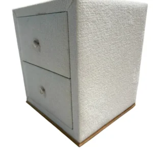 Noptiera VOLO, stofa buclata alb - Artemis 7342, 45x41x50 cm