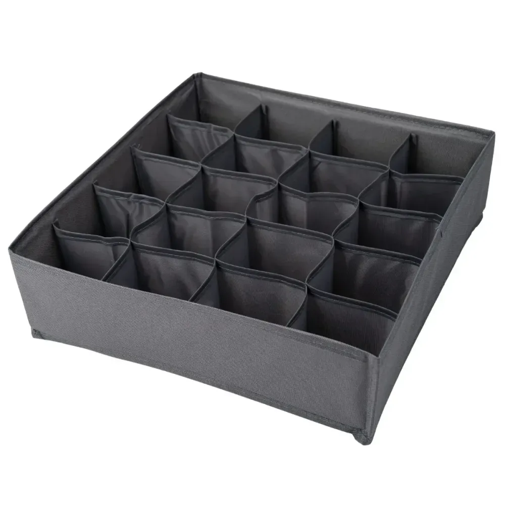 Organizator pliabil de dulap sau sertar, 20 compartimente, Naimeed D7683, Dimensiuni 30x30x10 cm, Gri