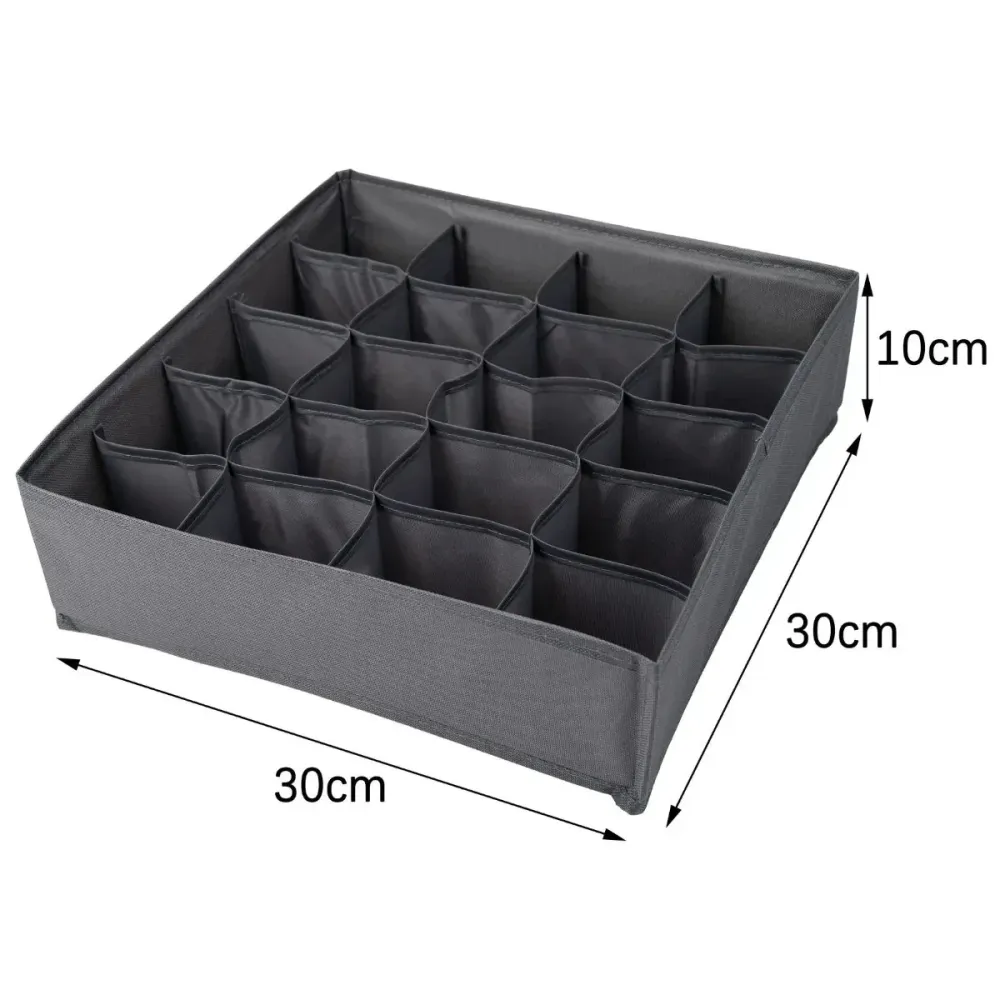 Organizator pliabil de dulap sau sertar, 20 compartimente, Naimeed D7683, Dimensiuni 30x30x10 cm, Gri