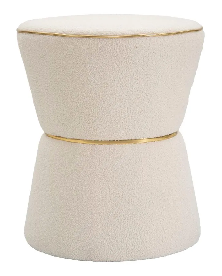Puff Mauro Ferretti Iceland Double Ø 43X52 cm, Crem/Auriu