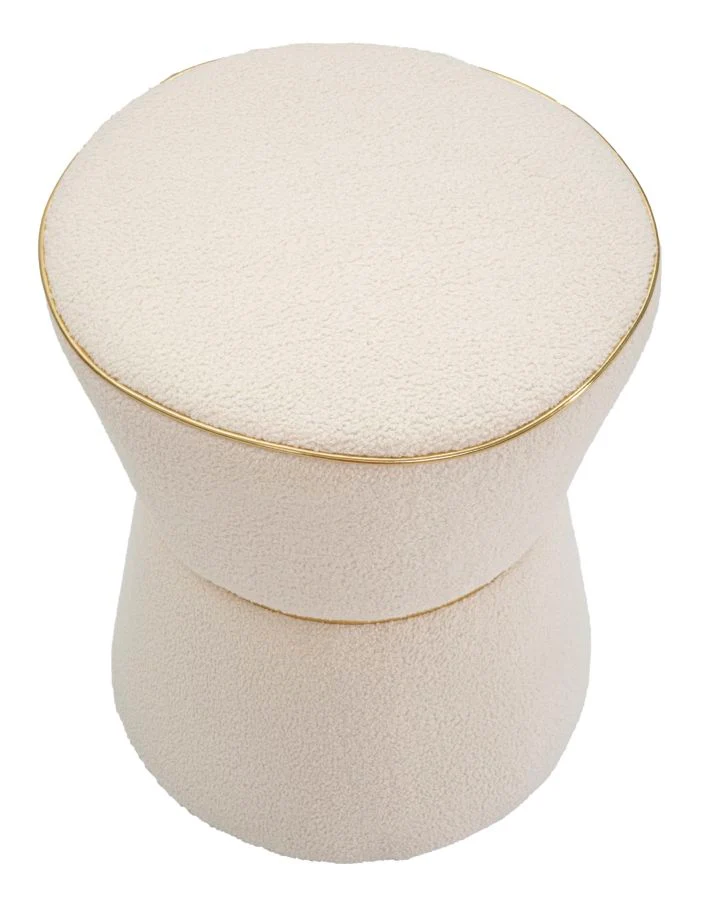 Puff Mauro Ferretti Iceland Double Ø 43X52 cm, Crem/Auriu