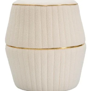 Puff Mauro Ferretti Iceland Plus Ø 50X52 cm, Crem/Auriu
