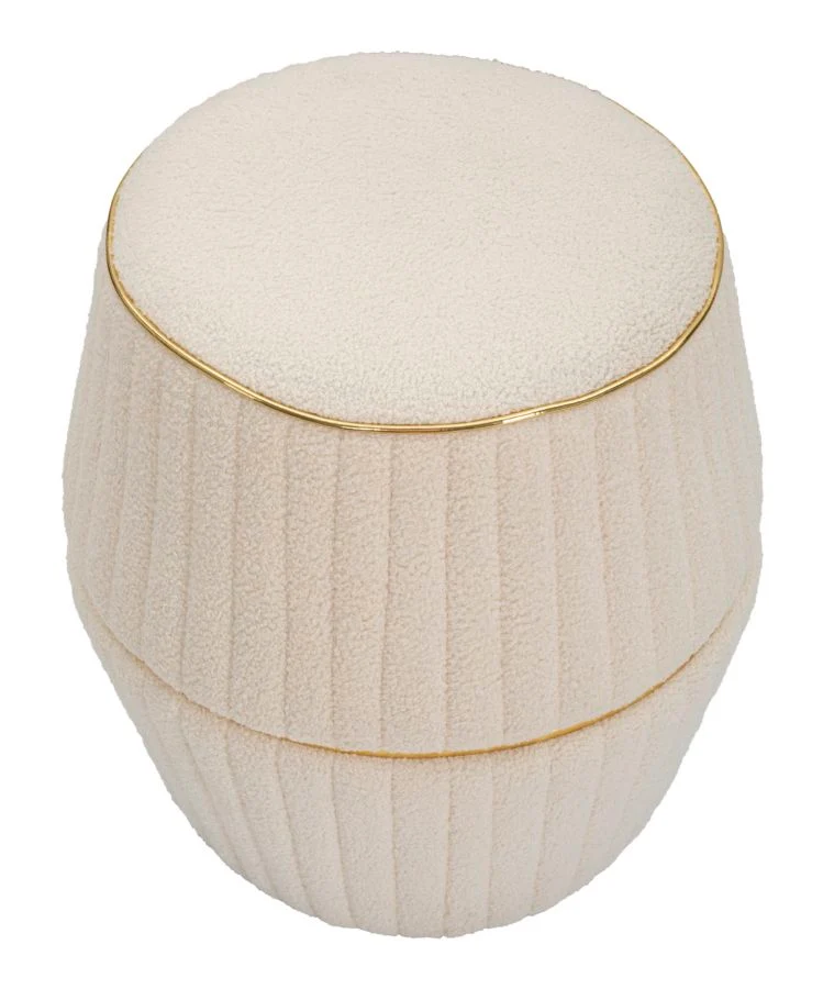 Puff Mauro Ferretti Iceland Plus Ø 50X52 cm, Crem/Auriu